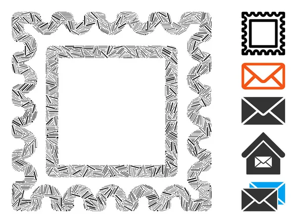 Traço Colagem Postal Mark Icon — Vetor de Stock