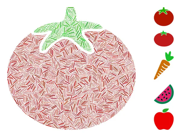 สาย Collage มะเขือเทศผักไอคอน — ภาพเวกเตอร์สต็อก