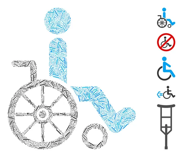 Icono de la silla de ruedas de mosaico Dash — Vector de stock