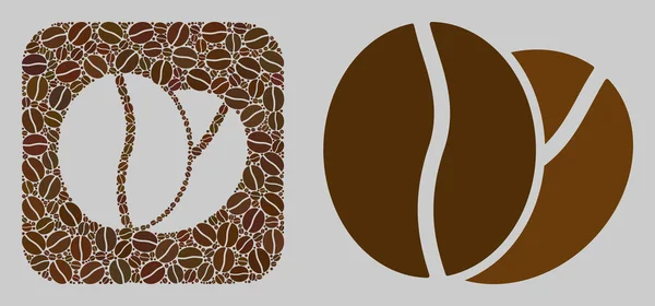 Мозаичные Кофейные Зёрна Кофейных Зерен Основная Икона Отрицательный Космическая Мозаика — стоковый вектор
