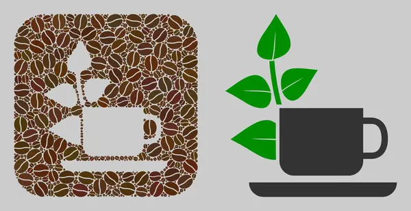 Mozaikowy Wegański Napój Ziaren Kawy Ikony Podstawowej Dziura Mozaika Napój — Wektor stockowy