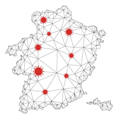 Coronavirus ile Çokgen 2D Ağlı Vektör Limburg Eyaleti Haritası