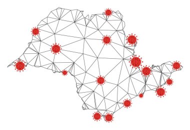 Coronavirus ile Çokgen Ağ Vektörü Sao Paulo Durum Haritası