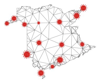 Coronavirus ile Çokgen Gövde Örgü Vektörü New Brunswick Bölgesi Haritası
