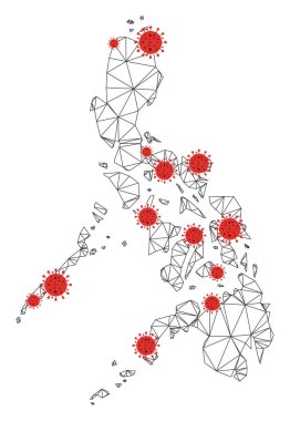 Çokgen Tel Çerçeve Ağ Vektörü Filipinler Coronavirüs Haritası