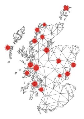Coronavirus ile Çokgen Ağ Vektörü İskoçya Haritası