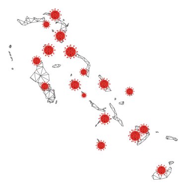 Çokgen Gövde Örgü Vektörü Bahama Adaları Coronavirüs Haritası