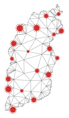 Coronavirus ile Çokgen Gövde Örgü Vektörü Shanxi Bölgesi Haritası