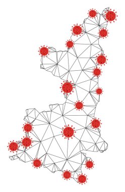 Coronavirus ile Çokgen Ağ Vektörü Shaanxi Vilayeti Haritası