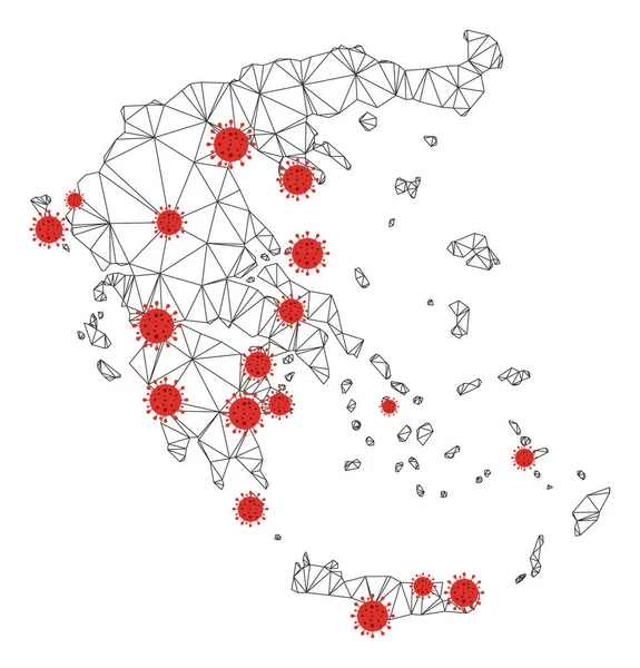 带Coronavirus的多边形网络Mesh矢量希腊图 — 图库矢量图片