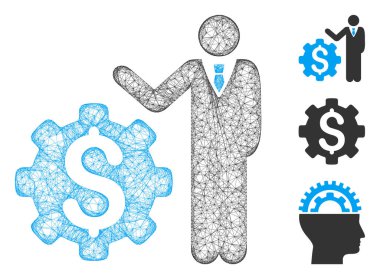 Ağ işadamı seçenekleri çokgen web 2d vektör illüstrasyonu. Model, iş adamı seçenekleri düz simgesine dayanır. Üçgen örgüsü soyut iş adamı seçenekleri oluşturur düz model.