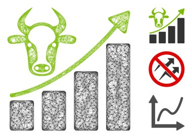 Ağlı sığır haritası çokgen ağ ikonu vektör illüstrasyonunda yetişir. Carcass modeli sığır haritasına dayanır. Düz bir ikon olarak büyürler. Üçgen ağ, soyut sığır şeması oluşturur ve düz bir model oluşturur..