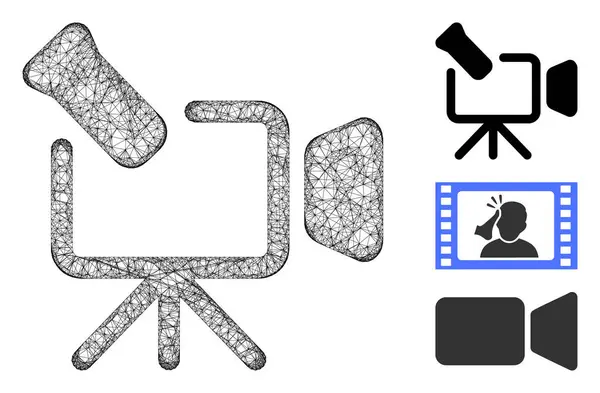 Örgü Kamera Çokgen Ikonu Vektör Illüstrasyonu Soyutlama Kamera Yassı Simgesine — Stok Vektör