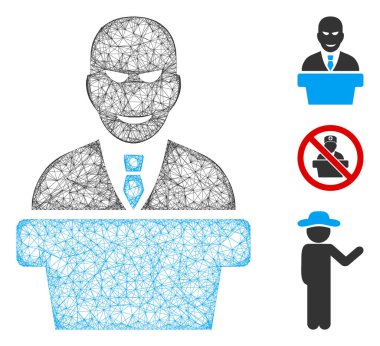 Örgü demagog çokgen web vektör çizimi. Leş modeli demagog düz simgesine dayanır. Üçgen ağ soyut demagog düz model oluşturur.