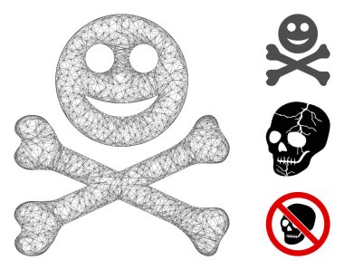 Ağlı mutlu ölüm çokgen ağ ikonu vektör çizimi. Model, mutlu ölüm ikonu üzerine kuruludur. Üçgen ağı soyut mutlu ölüm düz modelini oluşturur.