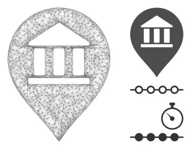 Örgü kütüphane haritası çokgen web vektör çizimi. Karkas modeli kütüphane haritası işaretleyici düz simgesine dayanır. Üçgen ağ soyut kütüphane haritası işaretleyici düz model oluşturur.