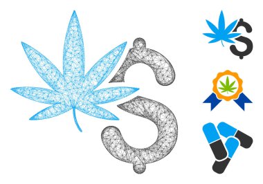 El yapımı marihuana işi çokgen web vektör çizimi. Leş maketi marihuana işi düz ikonundan yaratılır. Üçgen örgüsü soyut marihuana işi düz model oluşturur.