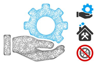 Ağ mekanik dişli servisi çokgen ağ ikonu vektör illüstrasyonunu ele aldı. Carcass modeli mekanik dişli servis el düz simgesine dayanır.