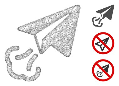 Ağ kağıt düzlemi çokgen ağ 2d vektör illüstrasyonunu başlatır. Leş modeli kağıt uçağın düz başlangıç simgesine dayanır. Üçgen ağ, soyut kağıt uçak düz model başlatır.