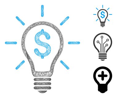 Kârlı bir icat çokgen ağ ikonu vektör illüstrasyonu. Leş modeli, karlı icatlara dayanır. Üçgen ağ, soyut karlı bir icat olan düz bir iskelet oluşturur..