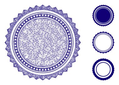 Örgü şeklinde rosette mühür poligonal ağ 2d vektör illüstrasyonu. Model, yuvarlak rosette fok resmi üzerine kuruludur. Üçgen örgü, soyut yuvarlak rosette mühür düz modelini oluşturur.