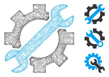 Ağ servis araçları çokgen web vektör illüstrasyonu. Leş modeli servis araçlarına dayanır düz simge. Üçgen ağ soyut servis araçları oluşturur. Düz gövde.