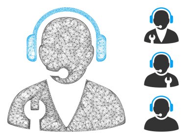 Ağ destekleyici yönetici çokgen ağ ikonu vektör illüstrasyonu. Carcass modeli destek yöneticisi düz simgesine dayanır. Üçgen ağ soyut destek yöneticisi düz model oluşturur.