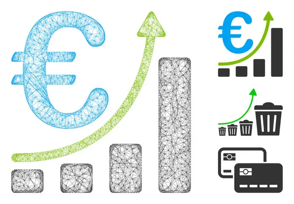 Mesh Euro Sales Growth Polygonal Web Symbol Vector Illustration Model — Stock Vector
