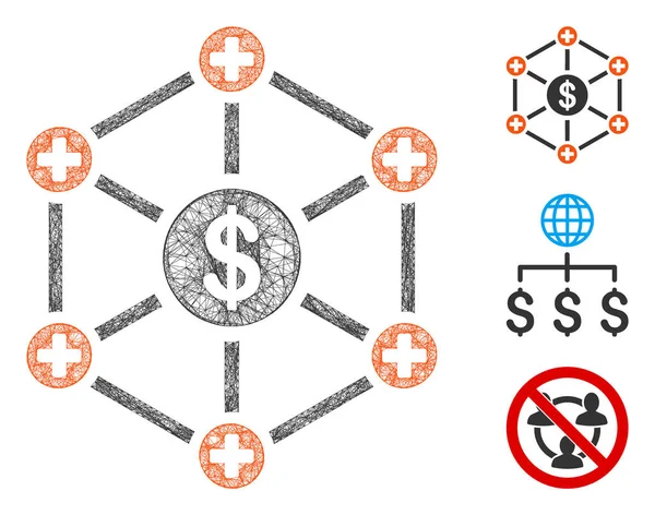 Polygonale Darstellung Von Websymbolen Aus Dem Netz Der Finanzmedizin Karkasse — Stockvektor
