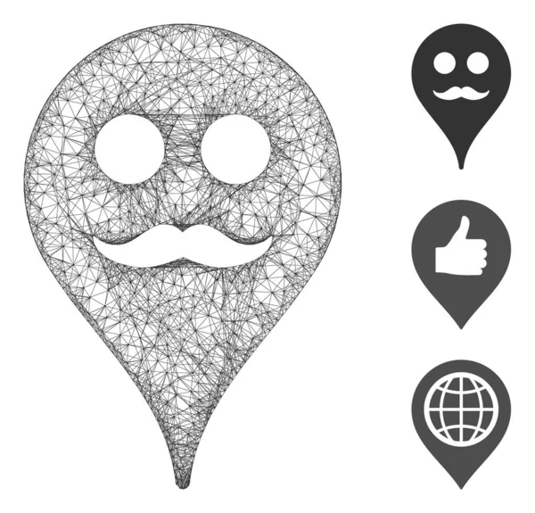 Malha Cavalheiro Smiley Mapa Marcador Poligonal Web Vetor Ilustração Modelo — Vetor de Stock