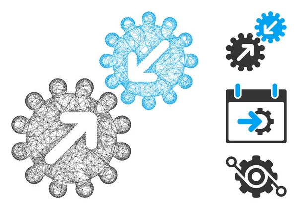 Hálós Integráció Fogaskerekek Poligonális Web Ikon Vektor Illusztráció Modell Alapja — Stock Vector