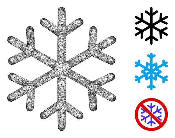 Mesh Νιφάδα Χιονιού Πολυγωνικό Web Διανυσματική Απεικόνιση Carcass Μοντέλο Βασίζεται — Διανυσματικό Αρχείο