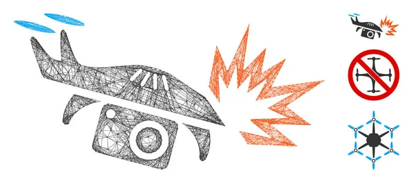Eksplozja Drona Szpiegowskiego Ilustracja Wektora Symbolu Sieci Model Bazuje Ikonie — Wektor stockowy