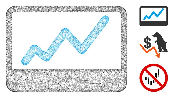 Сетка Фондового Рынка График Полигональной Веб Иконки Векторной Иллюстрации Модель — стоковый вектор