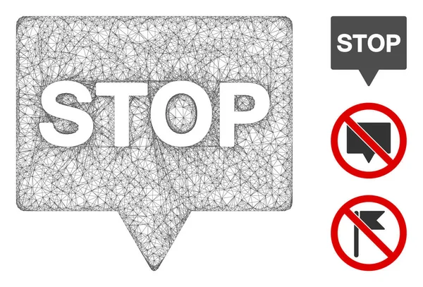 Mesh Stop Banner Polygonale Web Icon Vektorillustration Das Modell Basiert — Stockvektor
