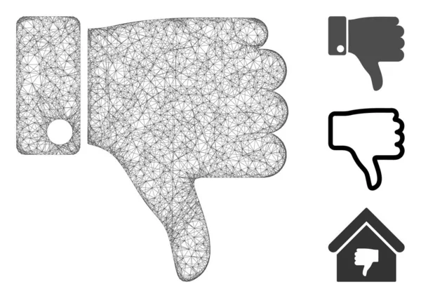 Сетка Большого Пальца Вниз Многоугольной Веб Иконки Векторной Иллюстрации Каркас — стоковый вектор