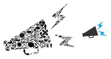 Tıbbi Simgelerle Mozaik Alarm Megafonu