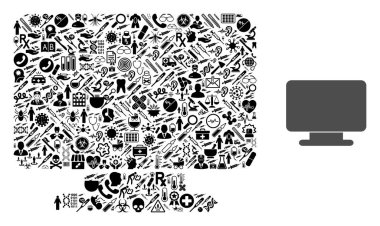 Sağlık Simgelerinin Mozaik Masaüstü Bilgisayarı