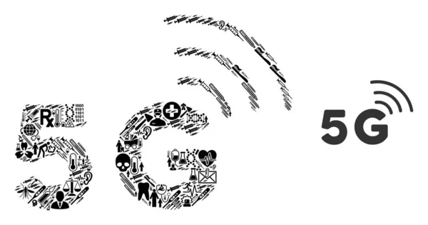 Мозаїка 5G Мережа з символів охорони здоров'я — стоковий вектор