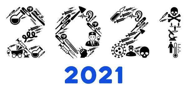 Text symbolů medika v mozaice 2021 — Stockový vektor