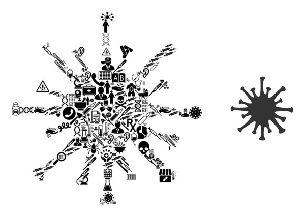 Collage Coronavirus d'articles médicaux — Image vectorielle