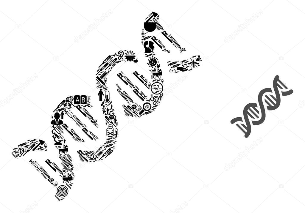 Mosaic DNA Spiral with Medic Symbols