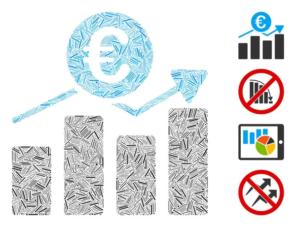 Linear Euro Business Chart Icon Vector Mosaic — Stock Vector