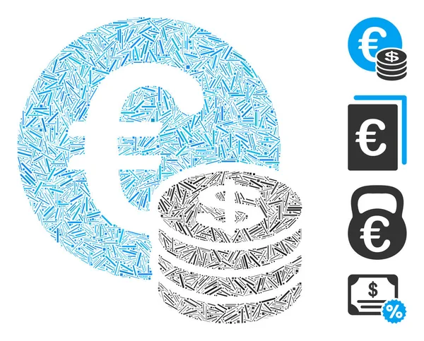 Ligne Euro et Dollar Pièces Icône Collecte vectorielle — Image vectorielle