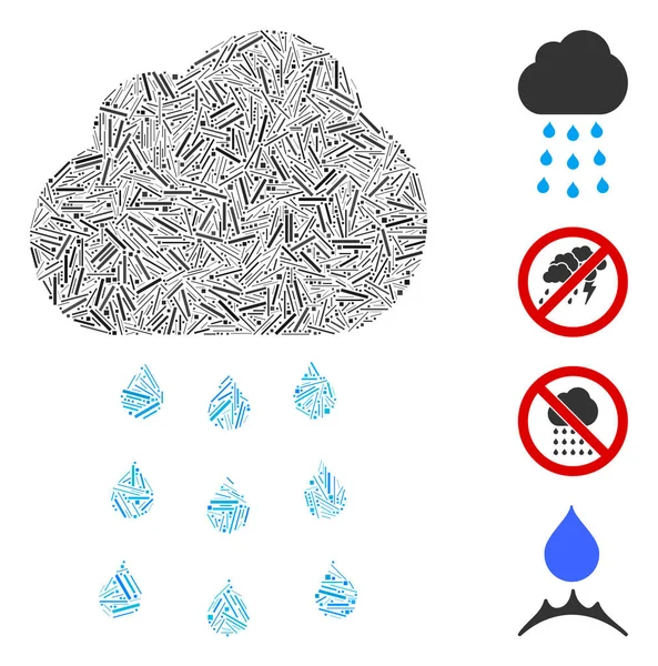 Nube de lluvia lineal Icono Vector Collage — Archivo Imágenes Vectoriales