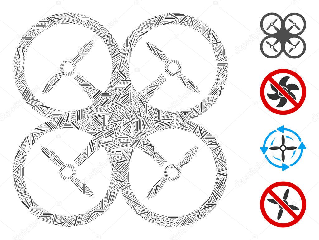 Linear Quadcopter Icon Vector Collage