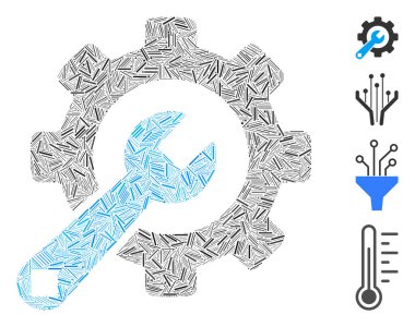 Satır Hizmeti Araçları Simge Vektörü Mozaiği