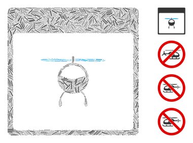 Doğrusal Helikopter Takvim Sayfası Simge Vektör Kolajı