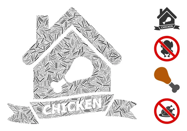 Lineare Chicken Cafe Icon Vector Mosaic — Stockvektor