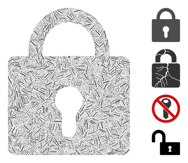 Collecte vectorielle d'icône de verrouillage de ligne — Image vectorielle